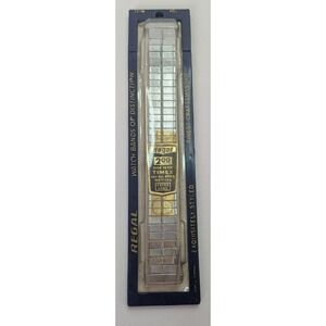 Regal Watch Band Unisex Extra Long Silver NEW Vintage 200 Expansion Brick Link
